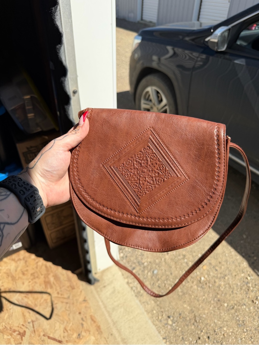 Women's Rustic Brown Crossbody Saddle Bag